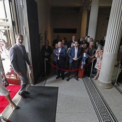 Los Reyes Felipe y Letizia llegando a uno de sus actos en Nueva Orleans