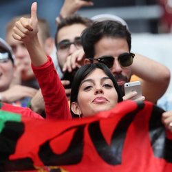 Georgina Rodríguez apoyando a Cristiano Ronaldo en el Mundial de Rusia 2018