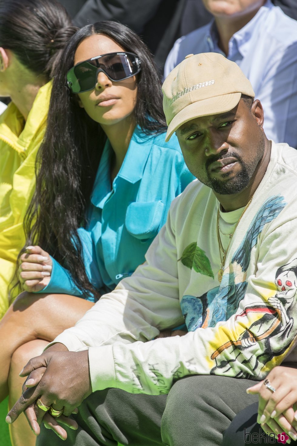 Kim Kardashian y Kanye West en el desfile de Virgil Abloh en París