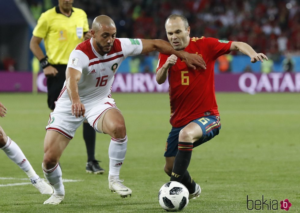 Andrés Iniesta durante un partido con la Selección en el Mundial de Rusia 2018