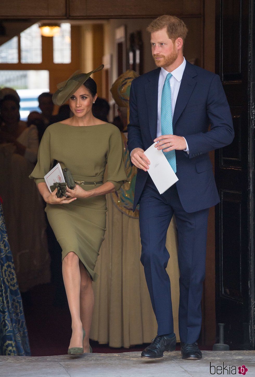 El Príncipe Harry y Meghan Markle en el bautizo del Príncipe Luis