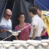 Agustín Almodóvar, Penélope Cruz y Raúl Arévalo en el rodaje de 'Dolor y Gloria'