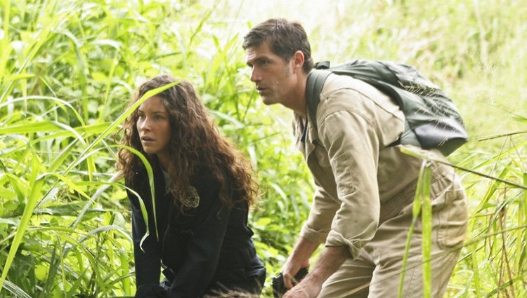 Evangeline Lilly y Matthew Fox en el rodaje de 'Perdidos'