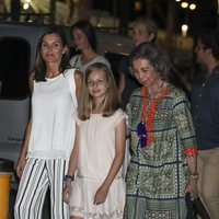 La Reina Sofía, la Princesa Leonor y la Reina Letizia en la cena por el final de la Copa del Rey de Vela 2018