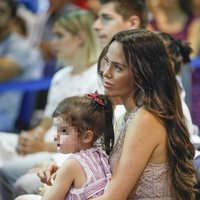 Marta Domínguez durante la presentación de Courtois con el Real Madrid