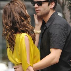 Sebastian Stan en el set de rodaje de 'Gossip Girl'