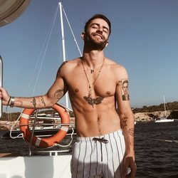 Pelayo Díaz en un yate durante sus vacaciones en Ibiza