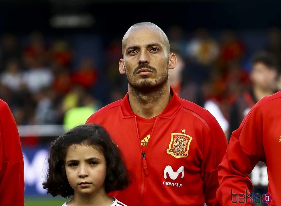 David Silva en un partido amistoso con la Selección Española