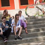 Aitana, Amaia, Roi y Ana Guerra durante su visita al cásting de 'OT 2018'