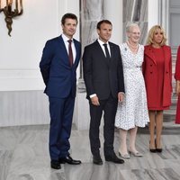 Federico de Dinamarca, Emmanuel Macron, Margarita de Dinamarca, Brigitte Macron y Mary de Dinamarca en Amalienborg