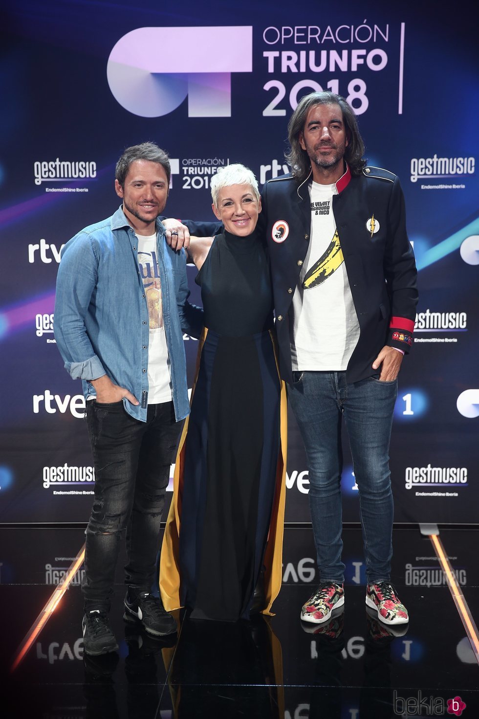 Manuel Martos, Joe Pérez-Orive y Ana Torroja en la presentación de 'OT 2018'