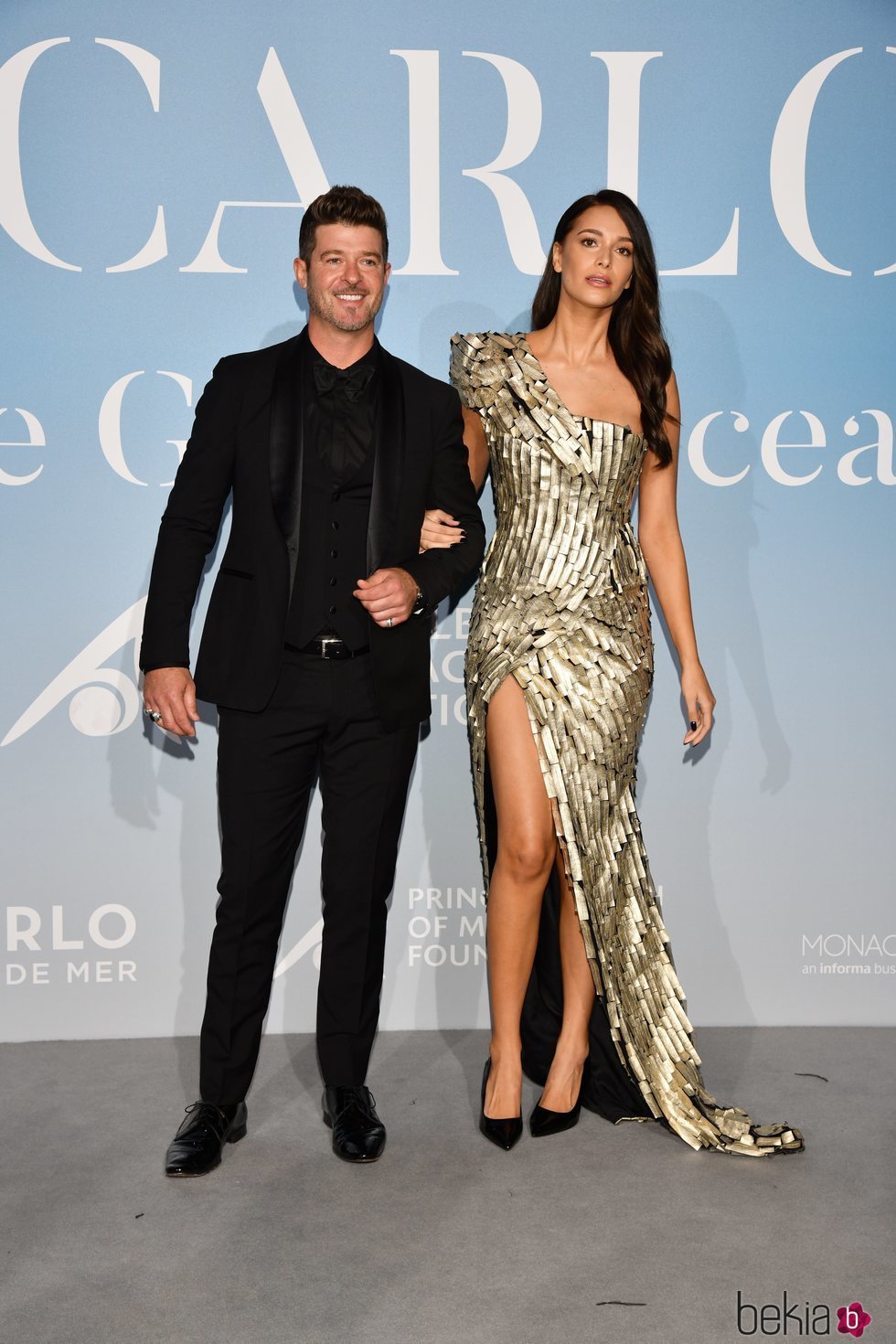 Robin Thicke y April Love Geary en la Gala Global Ocean 2018 de la Fundación Príncipe Alberto II de Mónaco