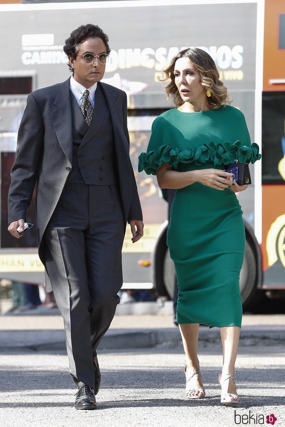 Josie llegando a la boda de Fernando Fitz James-Stuart con Sofía Palazuelo