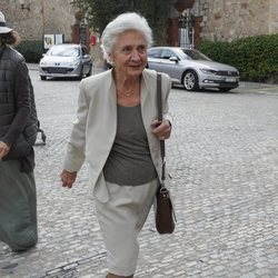 Marta Ferrusola llegando a la capilla ardiente de Montserrat Caballé