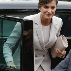 La Reina Letizia llegando al desfile del Día de la Hispanidad 2018