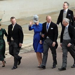 Zara Phillips y Mike Tindall, Peter Phillips y Autumn Phillips en la boda de Eugenia de York y Jack Brooksbank