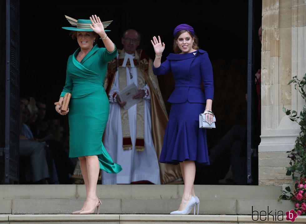 Sarah Ferguson y Beatriz de York en la boda de Eugenia de York y Jack Brooksbank