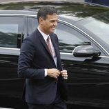 Pedro Sánchez llegando al desfile del Día de la Hispanidad 2018