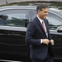 Pedro Sánchez llegando al desfile del Día de la Hispanidad 2018