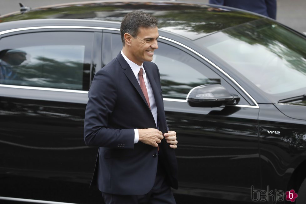 Pedro Sánchez llegando al desfile del Día de la Hispanidad 2018