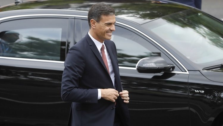 Pedro Sánchez llegando al desfile del Día de la Hispanidad 2018