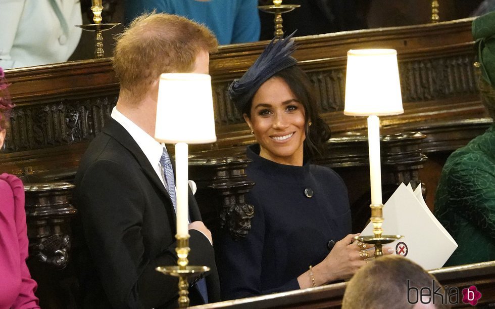 El Príncipe Harry y Meghan Markle en la boda de Eugenia de York y Jack Brooksbank