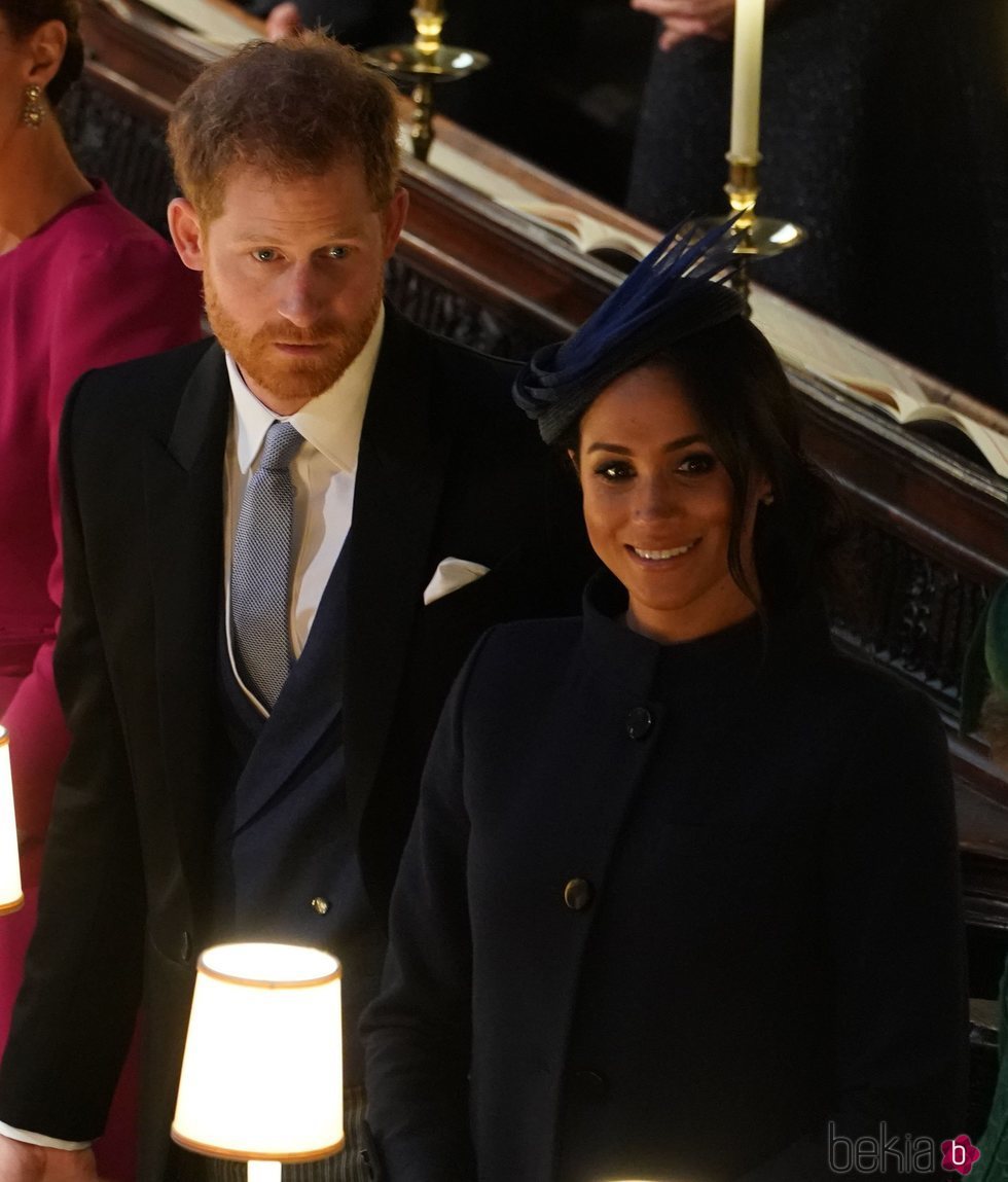 El Príncipe Harry y Meghan Markle, felices en la boda de Eugenia de York y Jack Brooksbank