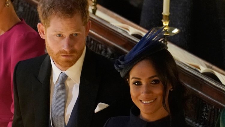 El Príncipe Harry y Meghan Markle, felices en la boda de Eugenia de York y Jack Brooksbank