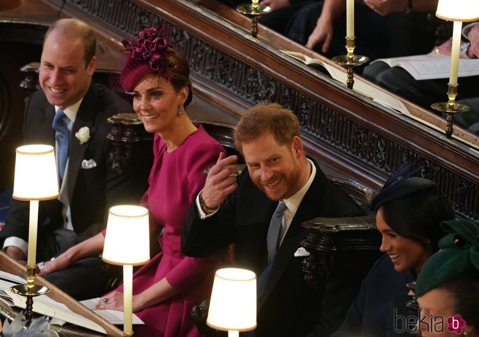 Los Duques de Cambridge y los Duques de Sussex en la boda de Eugenia de York y Jack Brooksbank