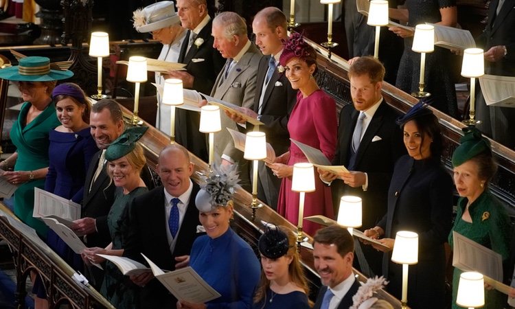 La Familia Real Británica y Pablo de Grecia en la boda de Eugenia de York y Jack Brooksbank