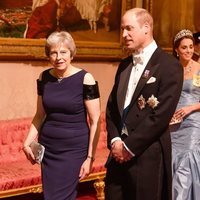 El Príncipe Guillermo y Theresa May en la cena de Estado a Guillermo Alejandro y Máxima de Holanda