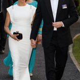 Los Duques de Sussex llegando a la cena con el Rey de Tonga