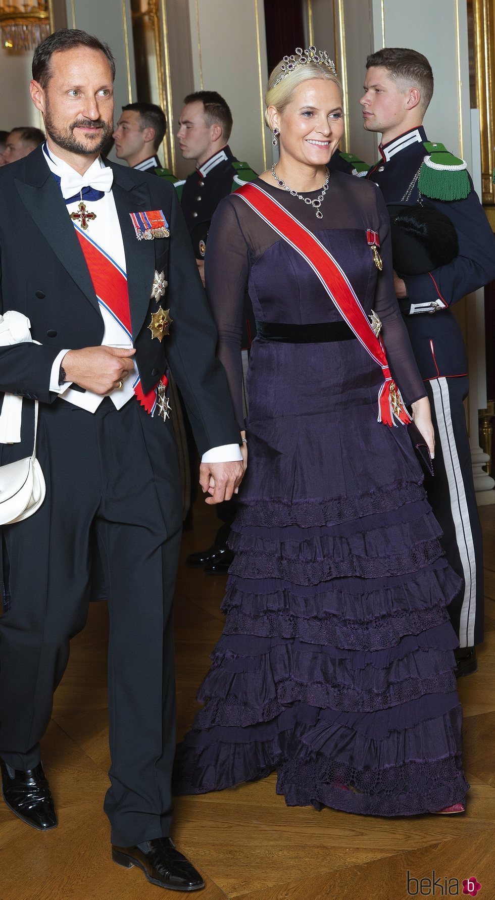 El Príncipe Haakon y la Princesa Mette-Marit en una cena oficial en el Palacio Real