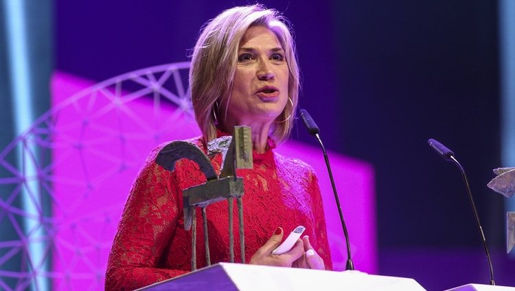 Julia Otero recogiendo su galardón en los Premios Ondas 2018