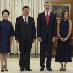 Los Reyes de España, el Presidente de China y su esposa en el Palacio de La Zarzuela