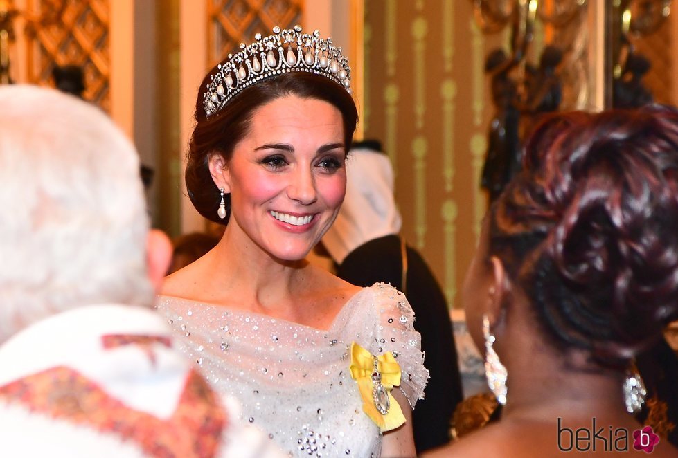 Kate Middleton con la Cambridge Lover's Knot Tiara en la recepción al Cuerpo Diplomático