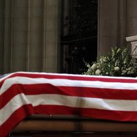 George W. Bush durante su discurso en el funeral de su padre