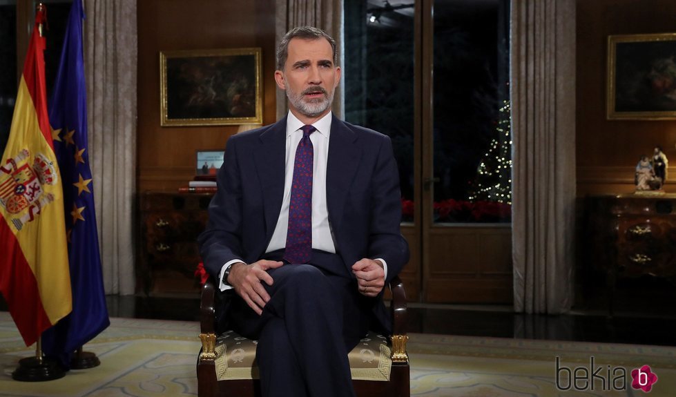 El Rey Felipe VI durante el mensaje de Navidad de 2018