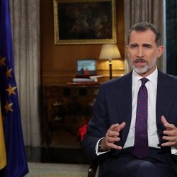 El Rey Felipe VI dando el mensaje de Navidad de 2018