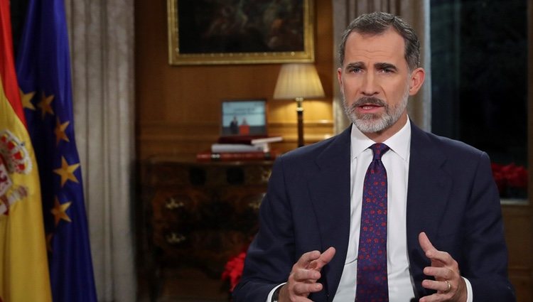 El Rey Felipe VI dando el mensaje de Navidad de 2018