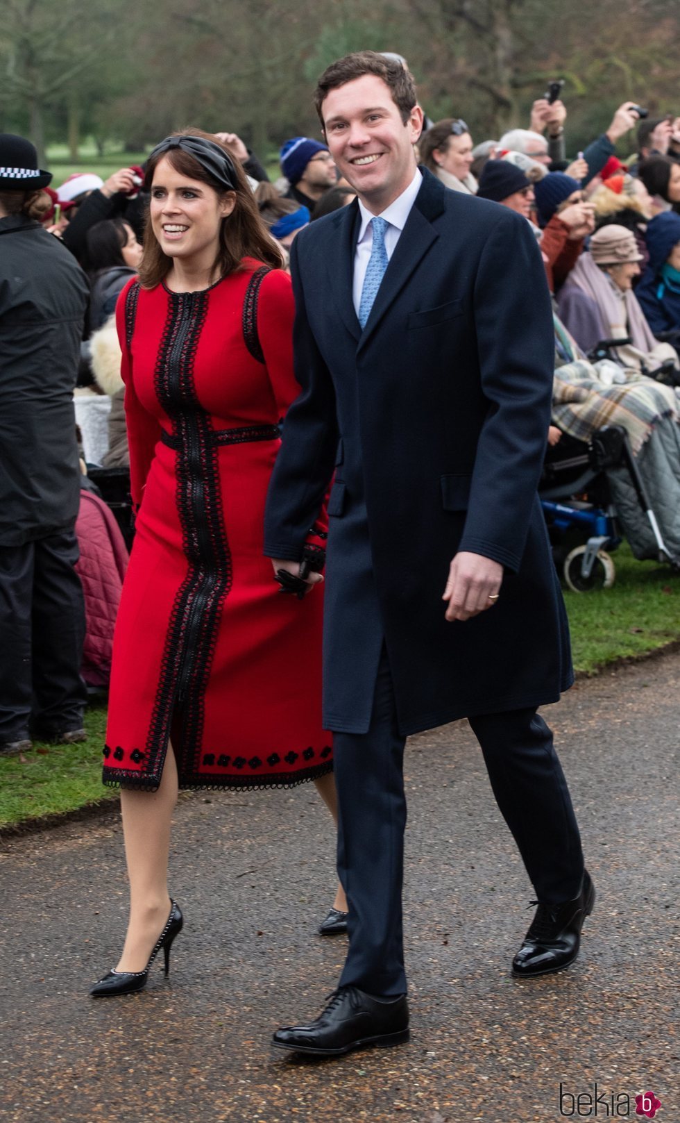 La princesa Eugenia de York y Jack Brooksbank llegando a la Misa de Navidad 2018