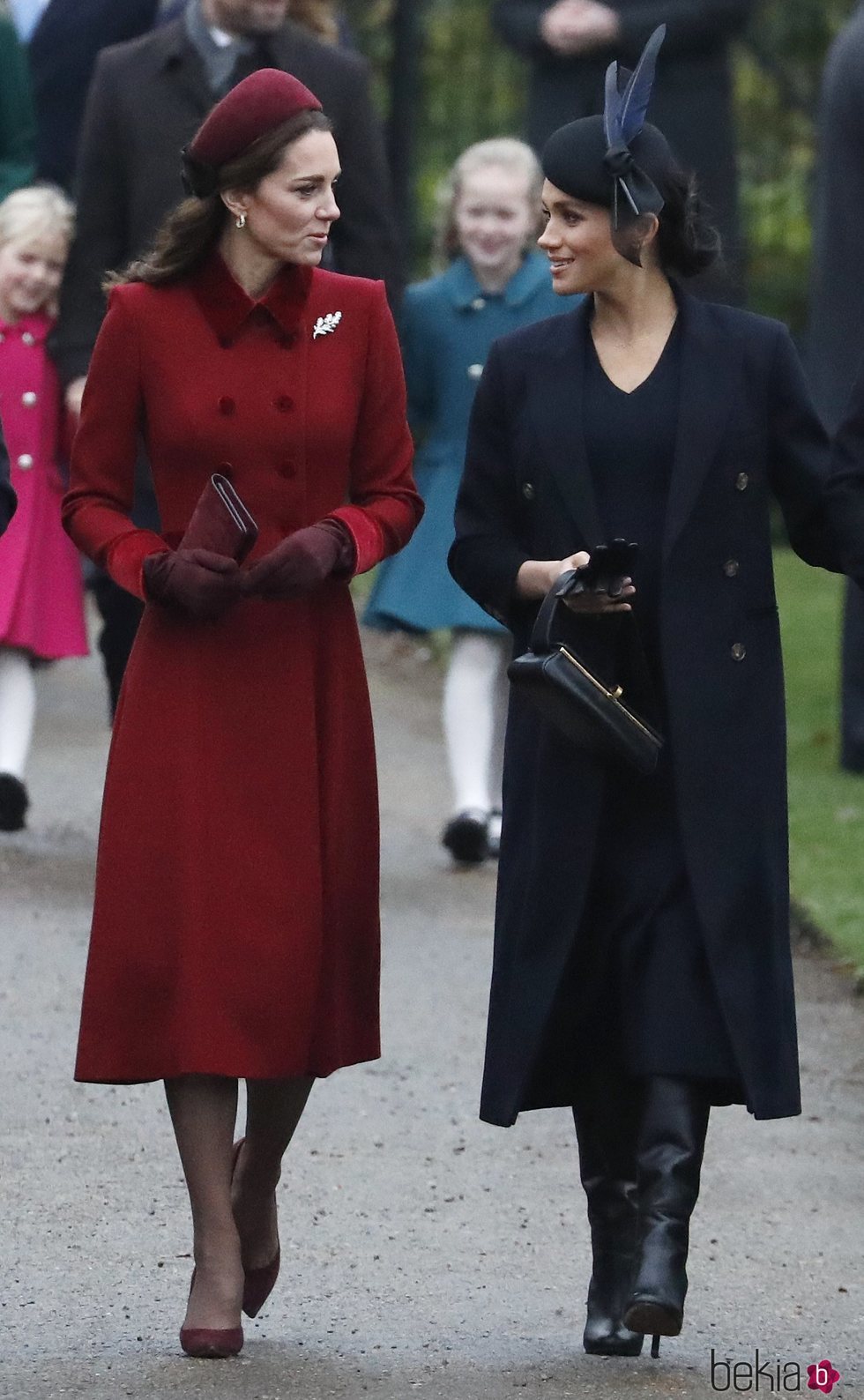 Kate Middleton y Meghan Markle llegando a la Misa de Navidad 2018