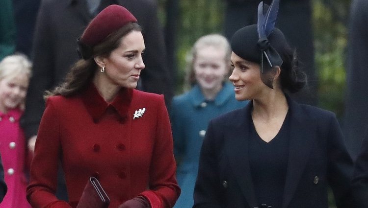 Kate Middleton y Meghan Markle llegando a la Misa de Navidad 2018