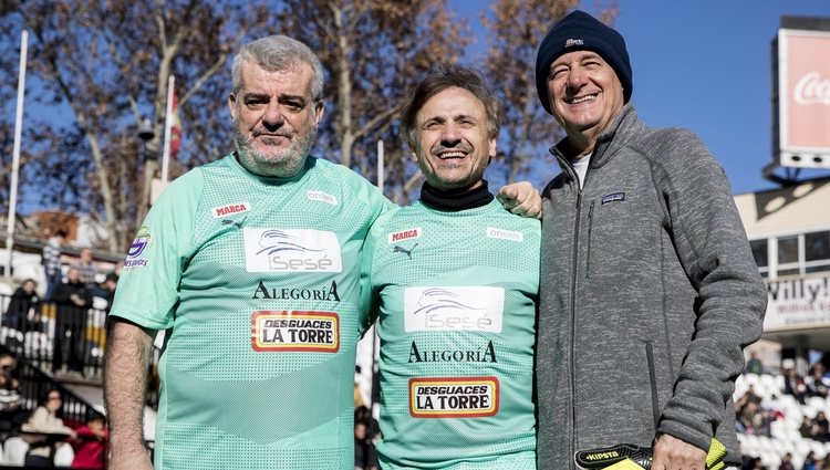 Millan Salcedo, José Mota y Josema Yuste en el Partido benéfico Artistas vs Famosos