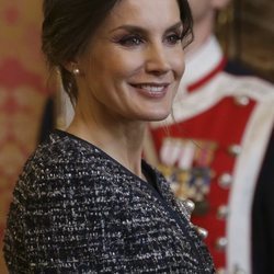 Primer plano de la Reina Letizia durante la Pascua Militar 2019