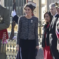 La Reina Letizia luciendo un conjunto de Felipe Varela en la Pascua Militar 2019