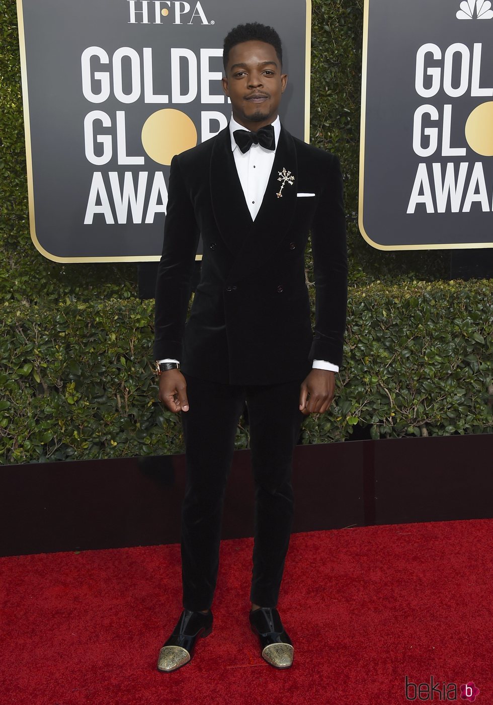 Stephan James en la alfombra roja de los Globos de Oro 2019