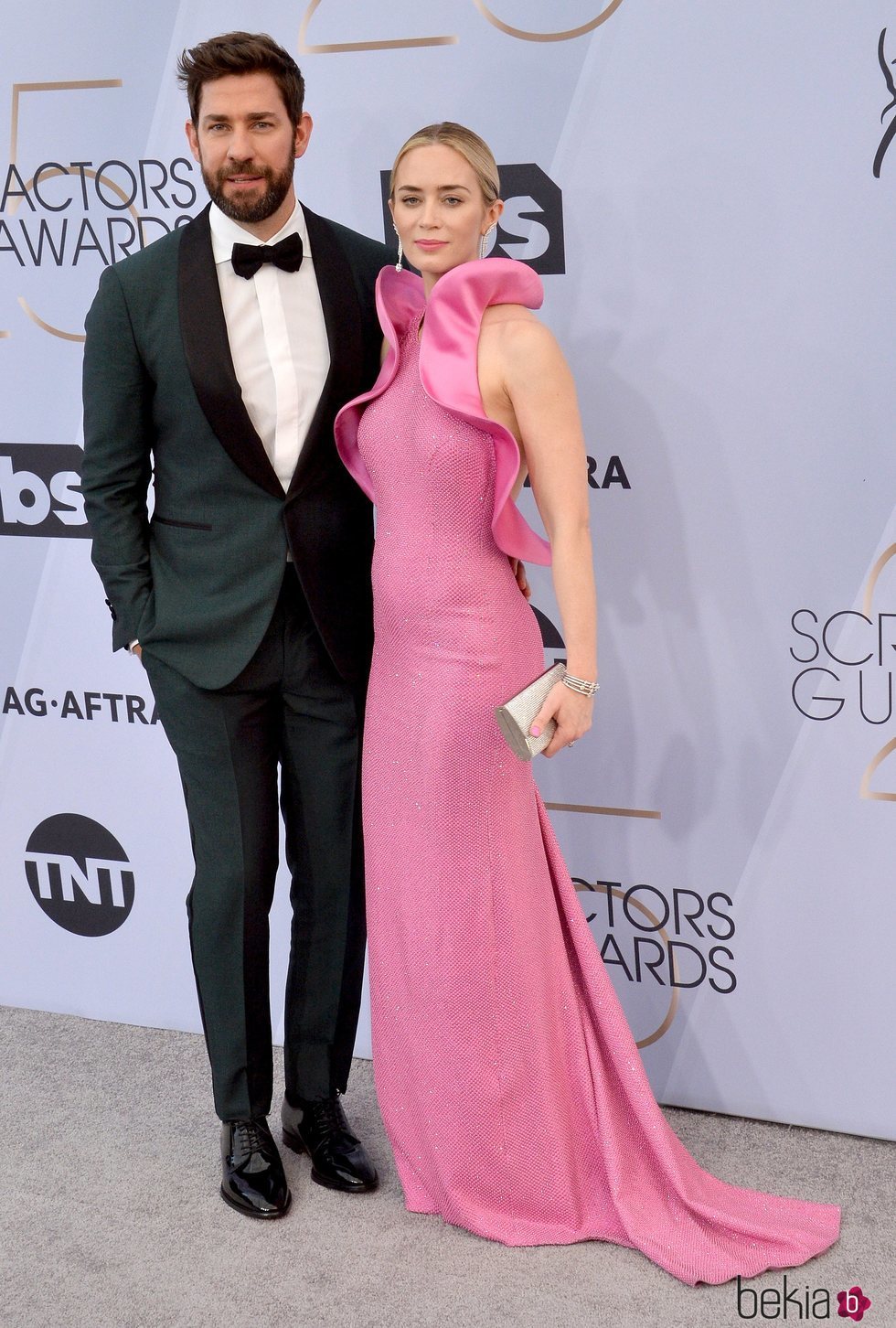 Emily Blunt y John Krasinski en el photocall de los SAG 2019