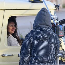 Sara Sálamo grabando la serie 'Brigada Costal del Sol'