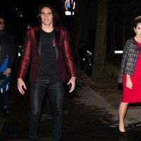 Edinson Cavani y Jocelyn Burgardt  en la fiesta de cumpleaños de Neymar